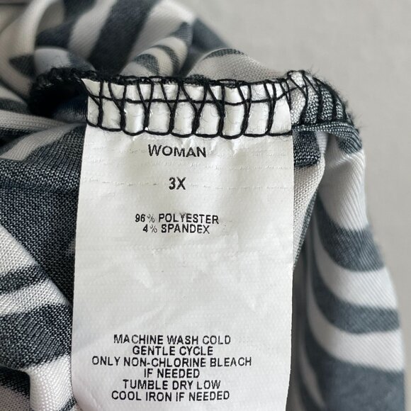 Cocomo Woman Plus 3X Black White Stretch Tunic Top Roll Tab Sleeve Shirt Blouse - Picture 5 of 11